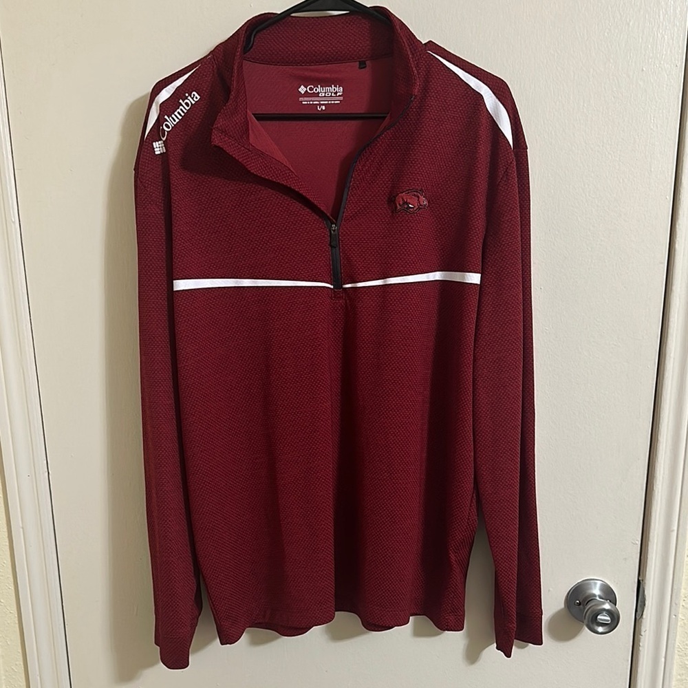 EUC‎ Columbia Arkansas Razorbacks Men's Red Long Sleeve Quarter Zip Golf